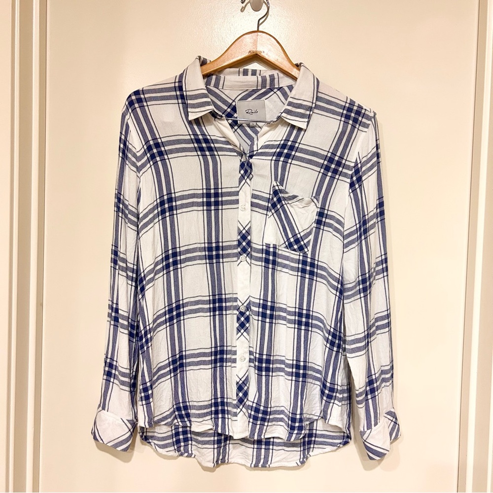 $188 Rails Hunter Shirt White Sapphire plaid shirt size large - Picture 2 of 10